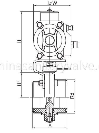 SMS Sanitary Aluminium Pneumatic Threaded Butterfly Valve 